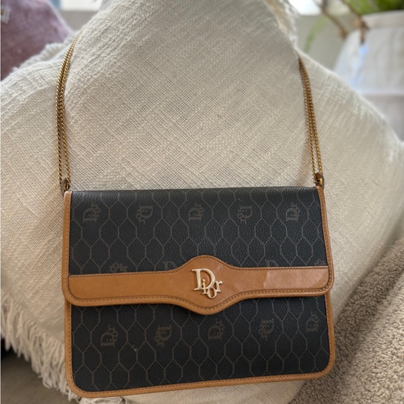SOLD - Authentic Christan Dior Black and Brown Chain Shoulder Bag - Picture 3 of 11